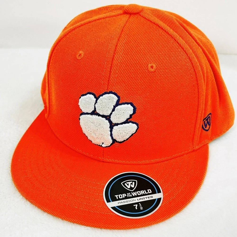 Clemson Tigers Top of the World Wool Fitted Hat Cap 7 1/2 Orange NCAA College